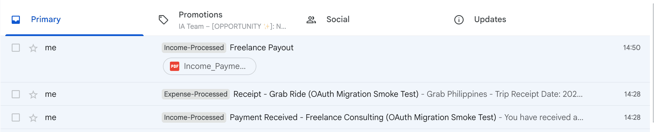 Gmail intake with processed labels