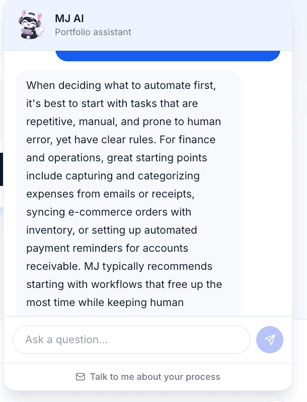 Grounded automation recommendation in the portfolio chat